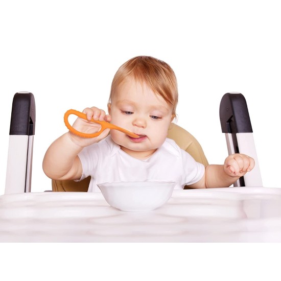 DUO TEXTURED LOOP SENSORY SPOONS GREEN/ORANGE