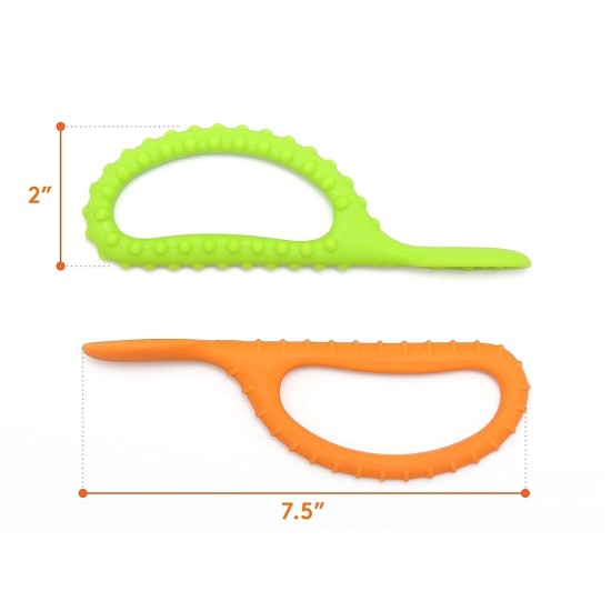 DUO TEXTURED LOOP SENSORY SPOONS GREEN/ORANGE