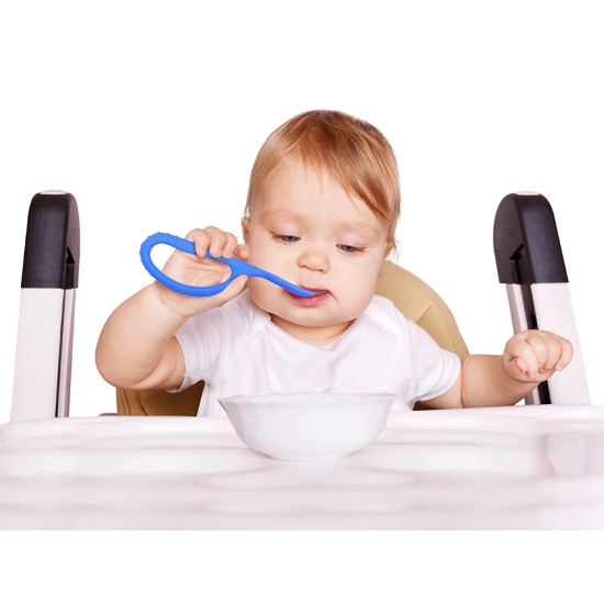 DUO TEXTURED LOOP SENSORY SPOONS BLUE/RED