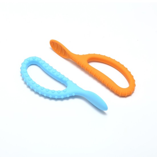 DUO TEXTURED LOOP SENSORY SPOONS ORANGE/LIGHT BLUE
